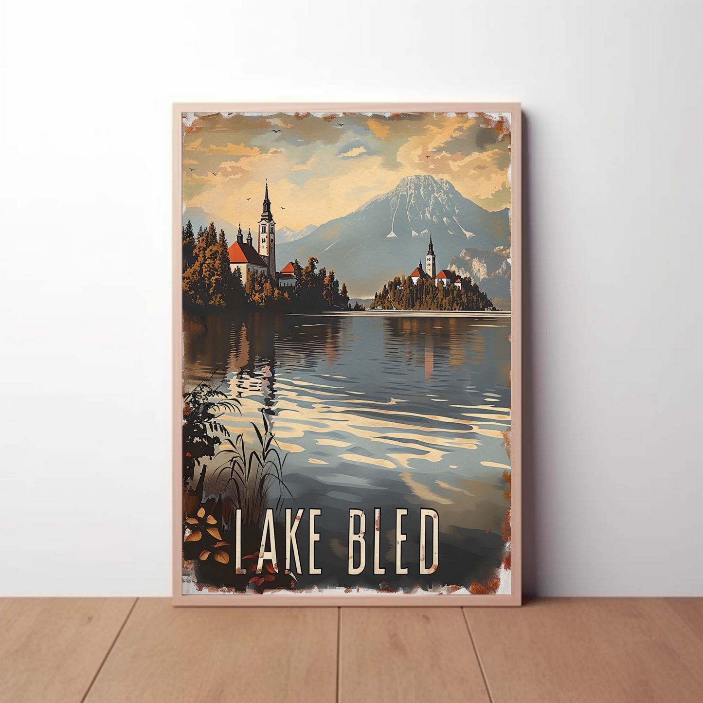 Lake Bled Island Church Reflection Travel Poster