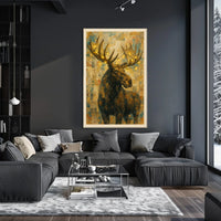 Alpine Moose Night Forest Poster