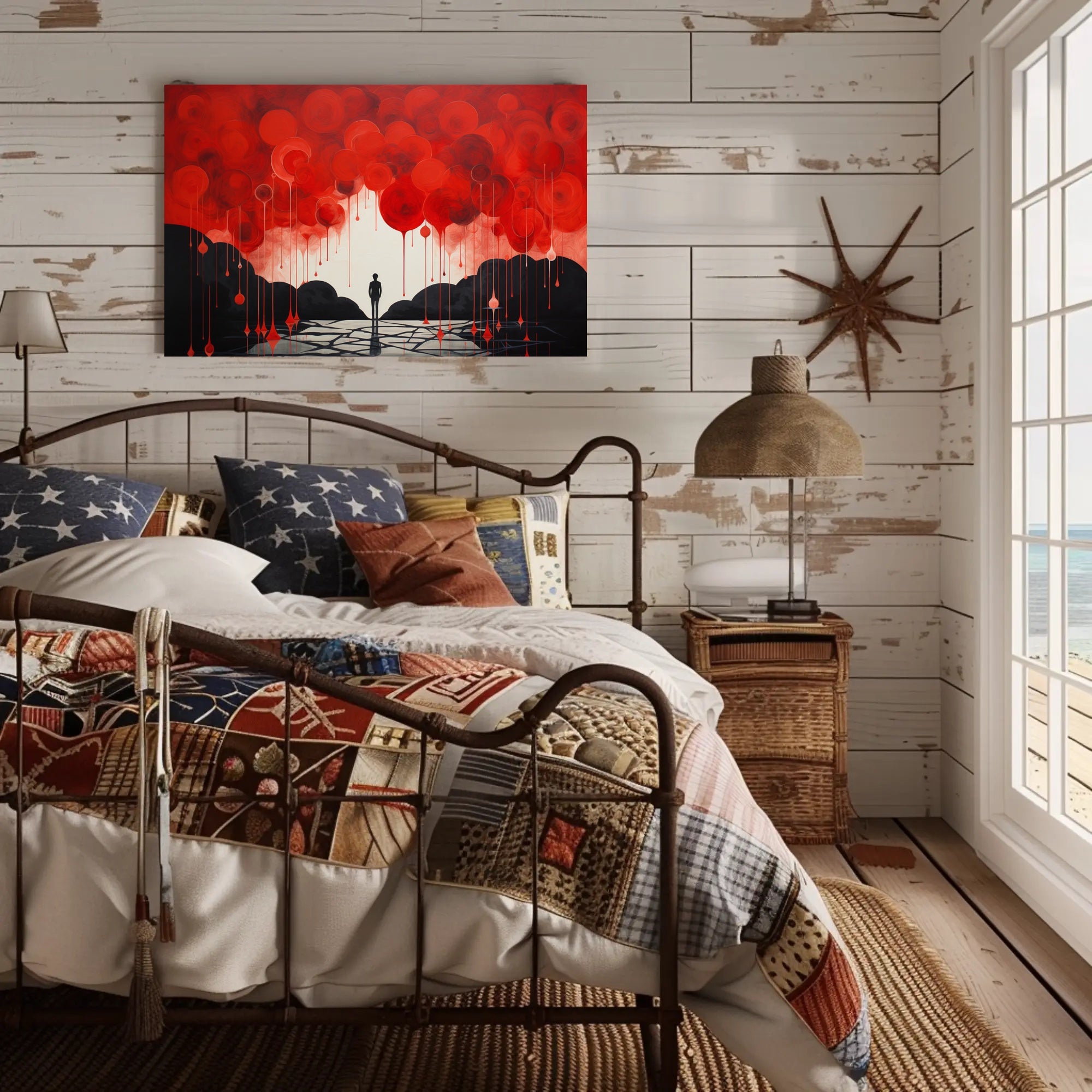 Surreal Silhouette in Red and Black Abstract or Artistic Poster