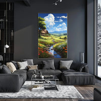 Serene Countryside Retreat: Idyllic Landscape Art Poster