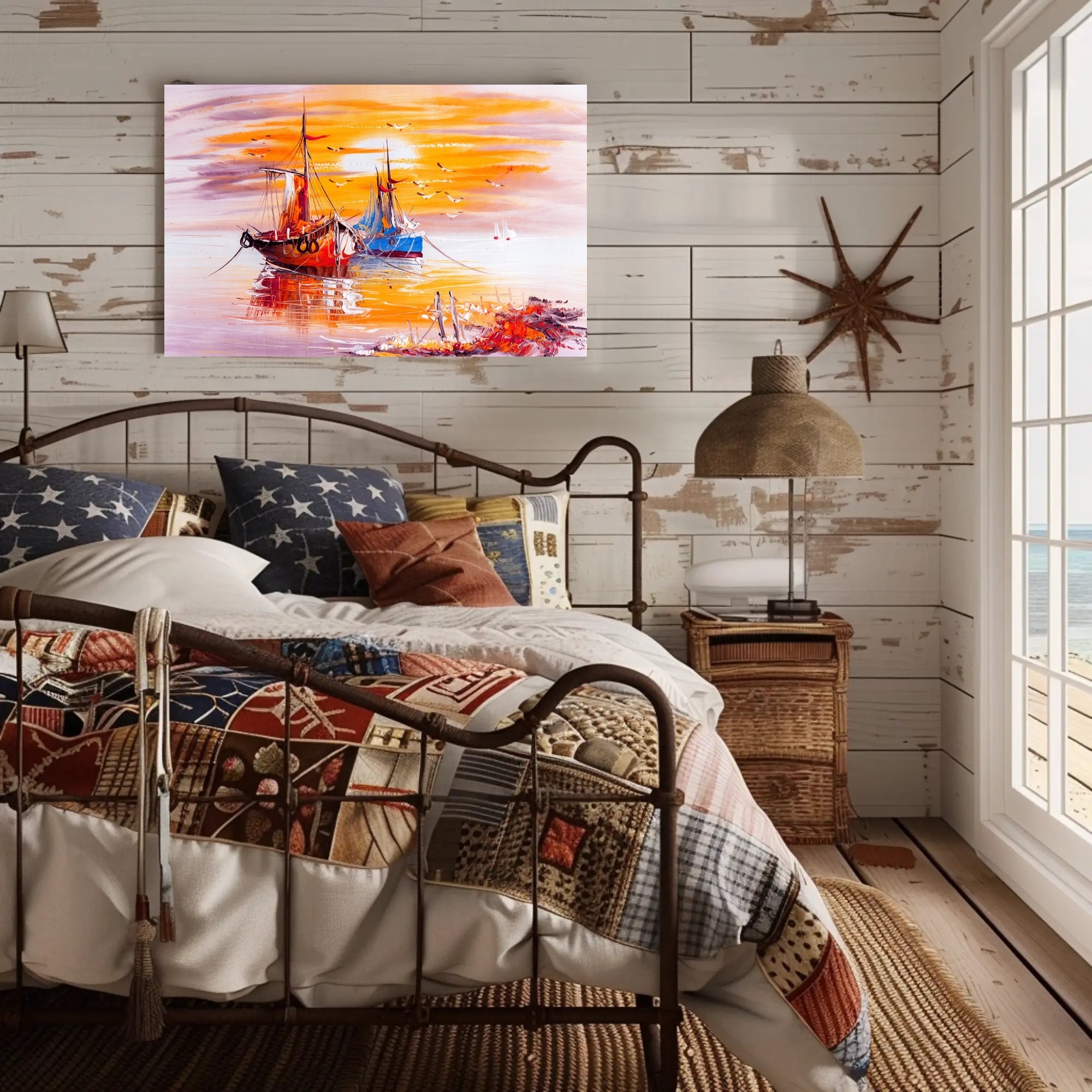 Tranquil Harbor at Sunset Poster