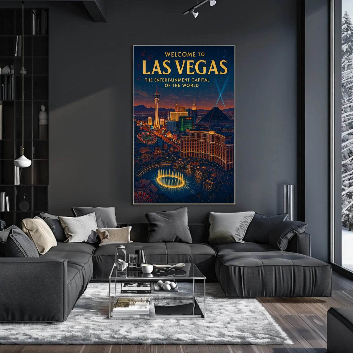 Las Vegas Poster For Home Decor Iconic Skyline Neon Lights