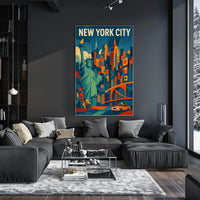 New York City Poster Abstract Urban Skyline Wall Art