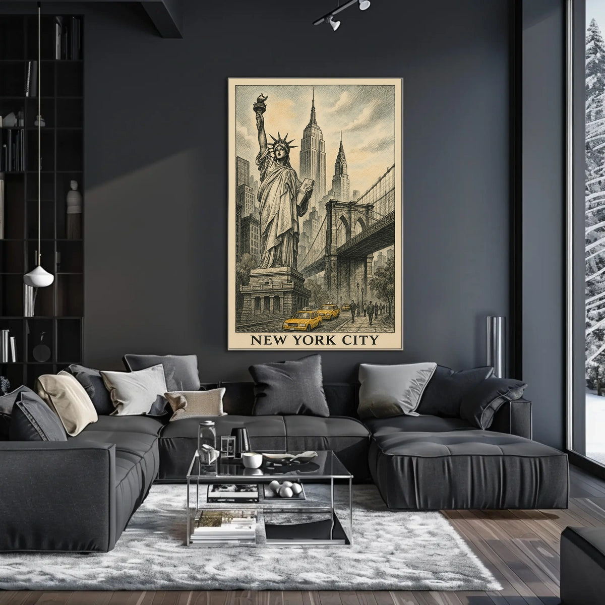 New York City Poster Vintage Travel Cityscape Wall Art