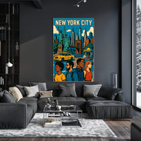 New York City Landmarks Poster Modern Travel Wall Art