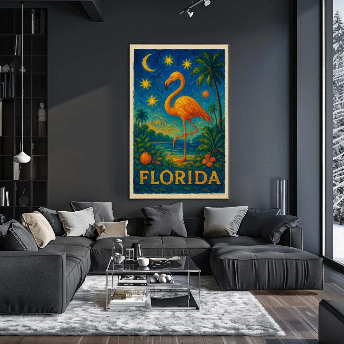 Florida Flamingo Tropical Travel Poster
