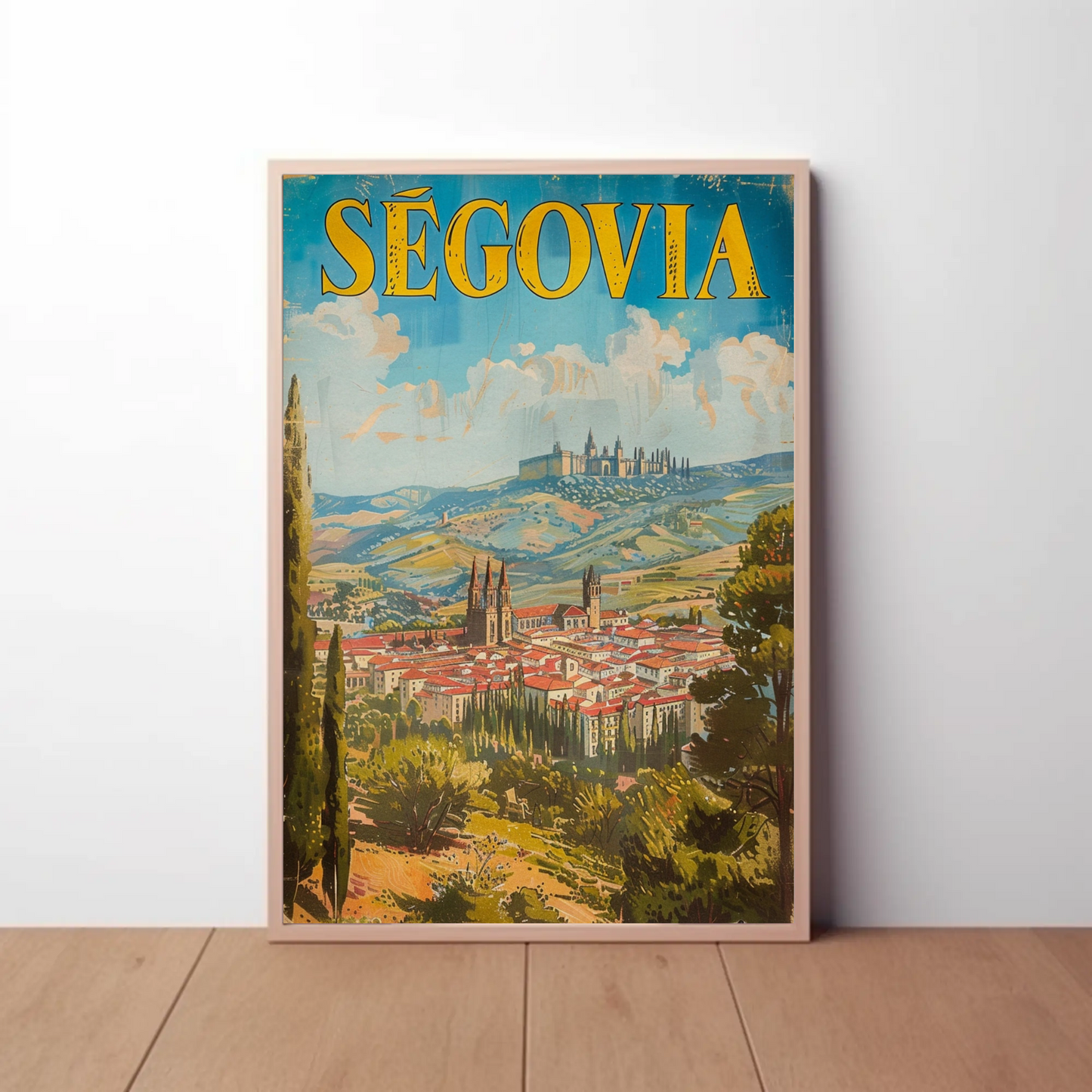 Segovia Historic Hillside Castle Town Travel Poster