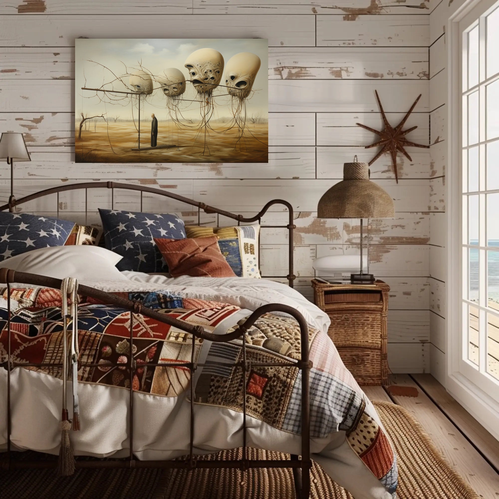 Surreal Landscape with Alien Forms Artistic Poster