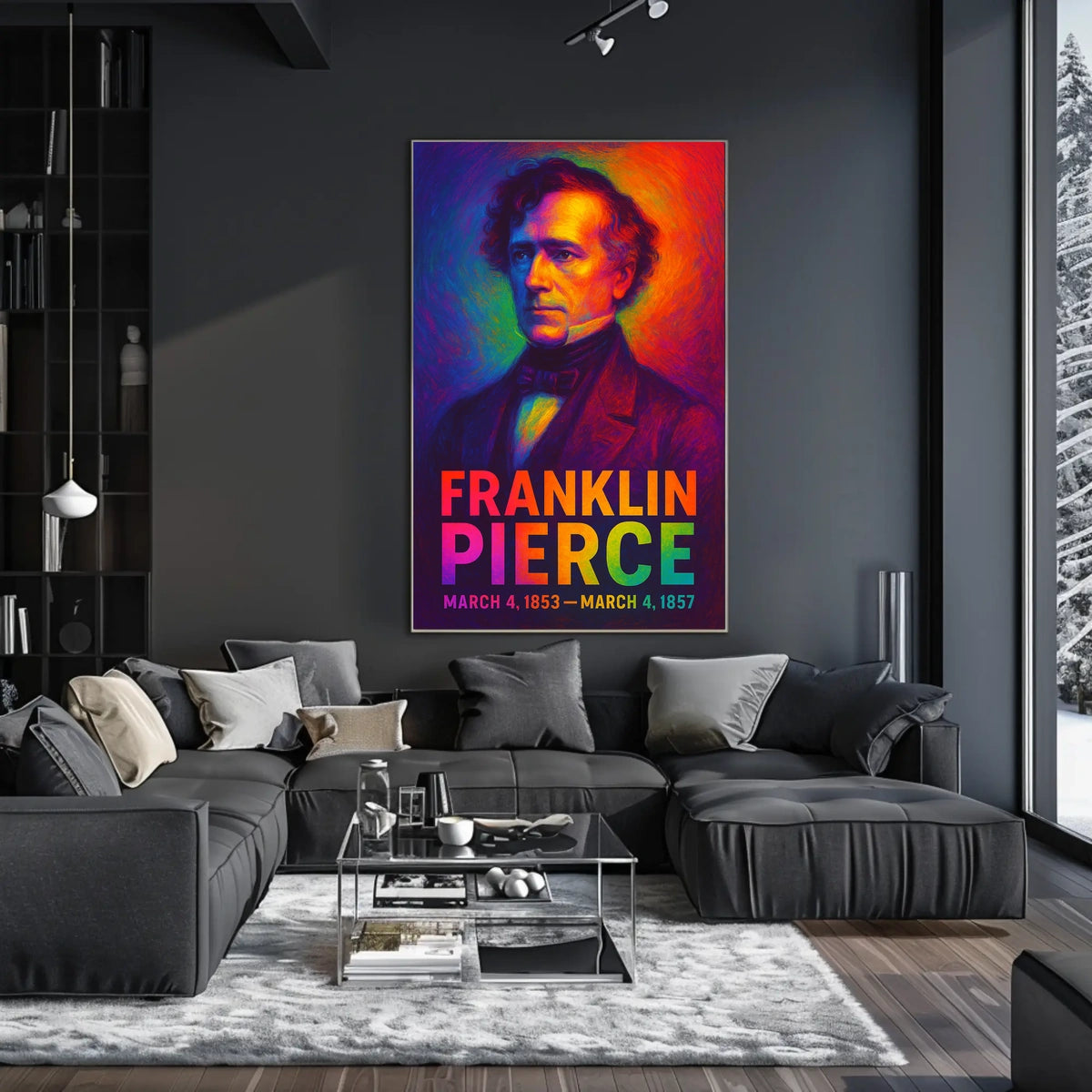 Franklin Pierce 14th President of the United States Neon Gradient Overlay Poster