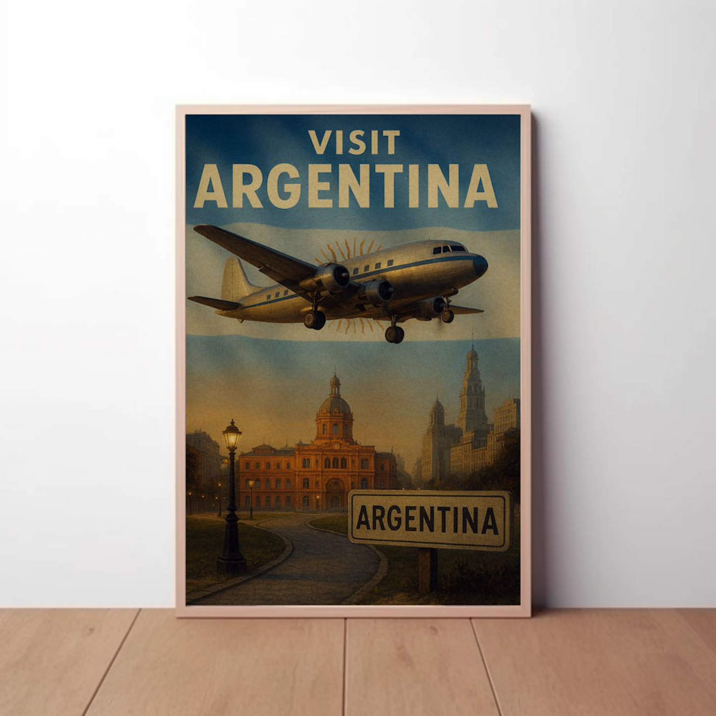 Visit Argentina Buenos Aires Airplane Flight Travel Poster
