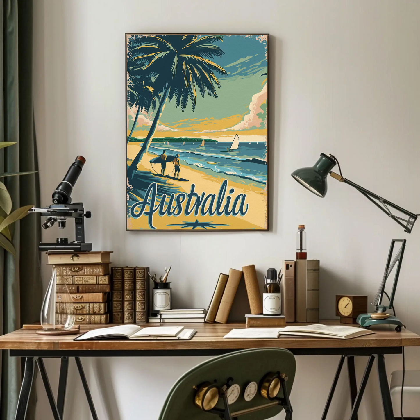 Vintage Travel Poster - Australia Beach Surf