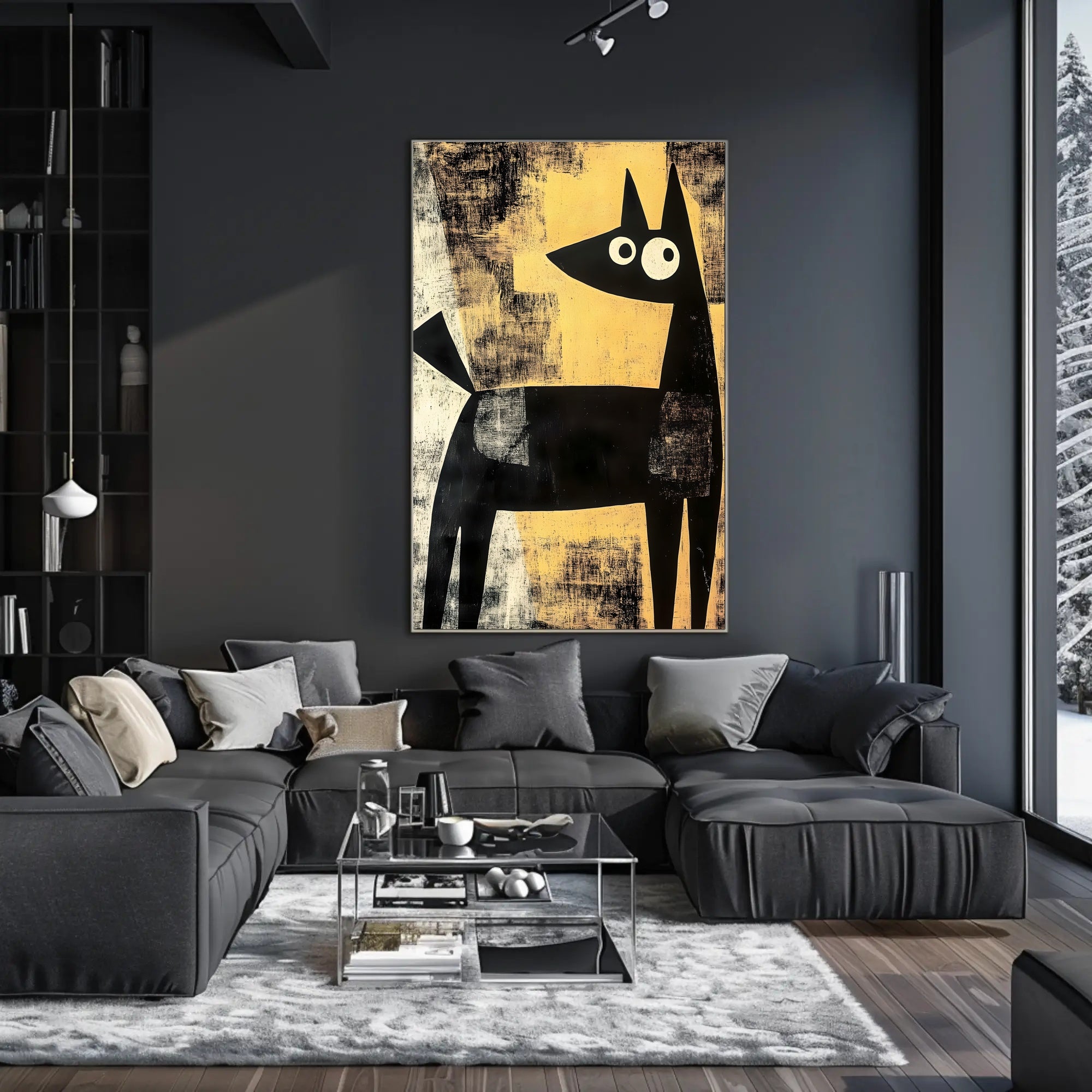 Abstract Canine Poster Modern Minimalist Dog Wall Art