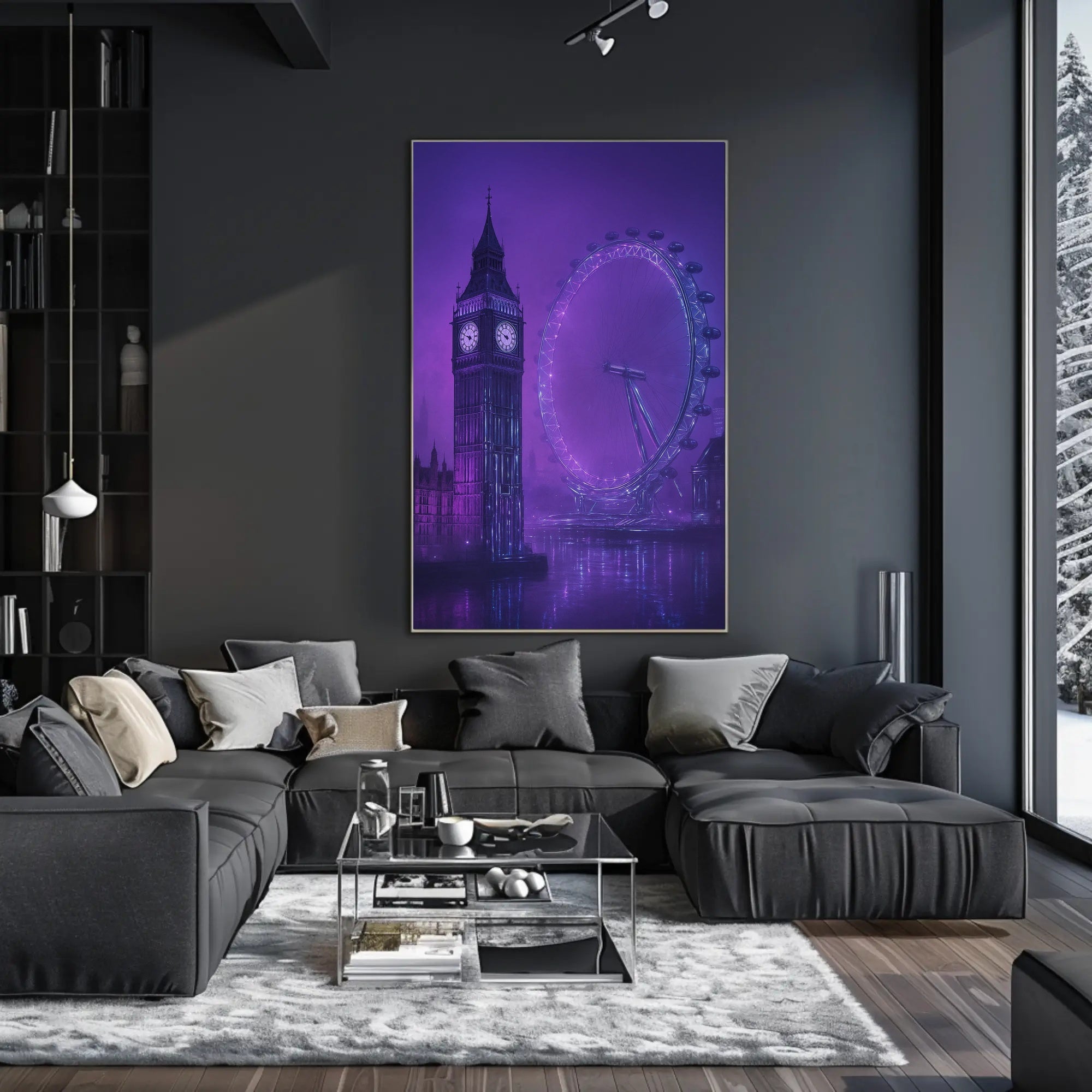 London Landmarks Neon Cyberpunk Art Urban or Cityscape Poster