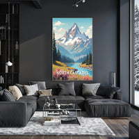 North Cascades Poster Vintage National Park Print