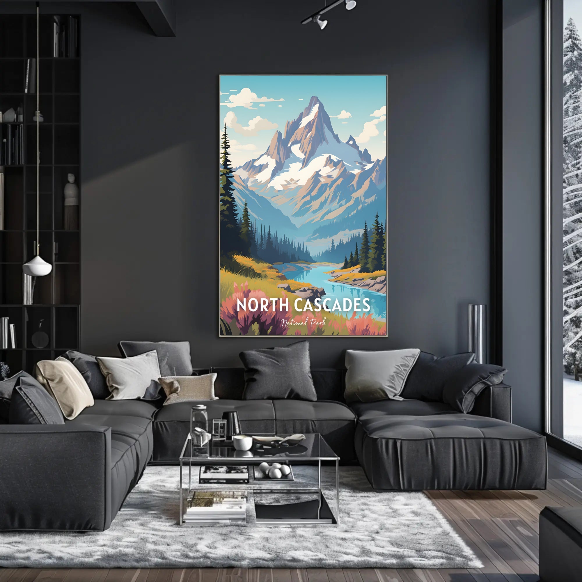 North Cascades Poster Vintage National Park Print