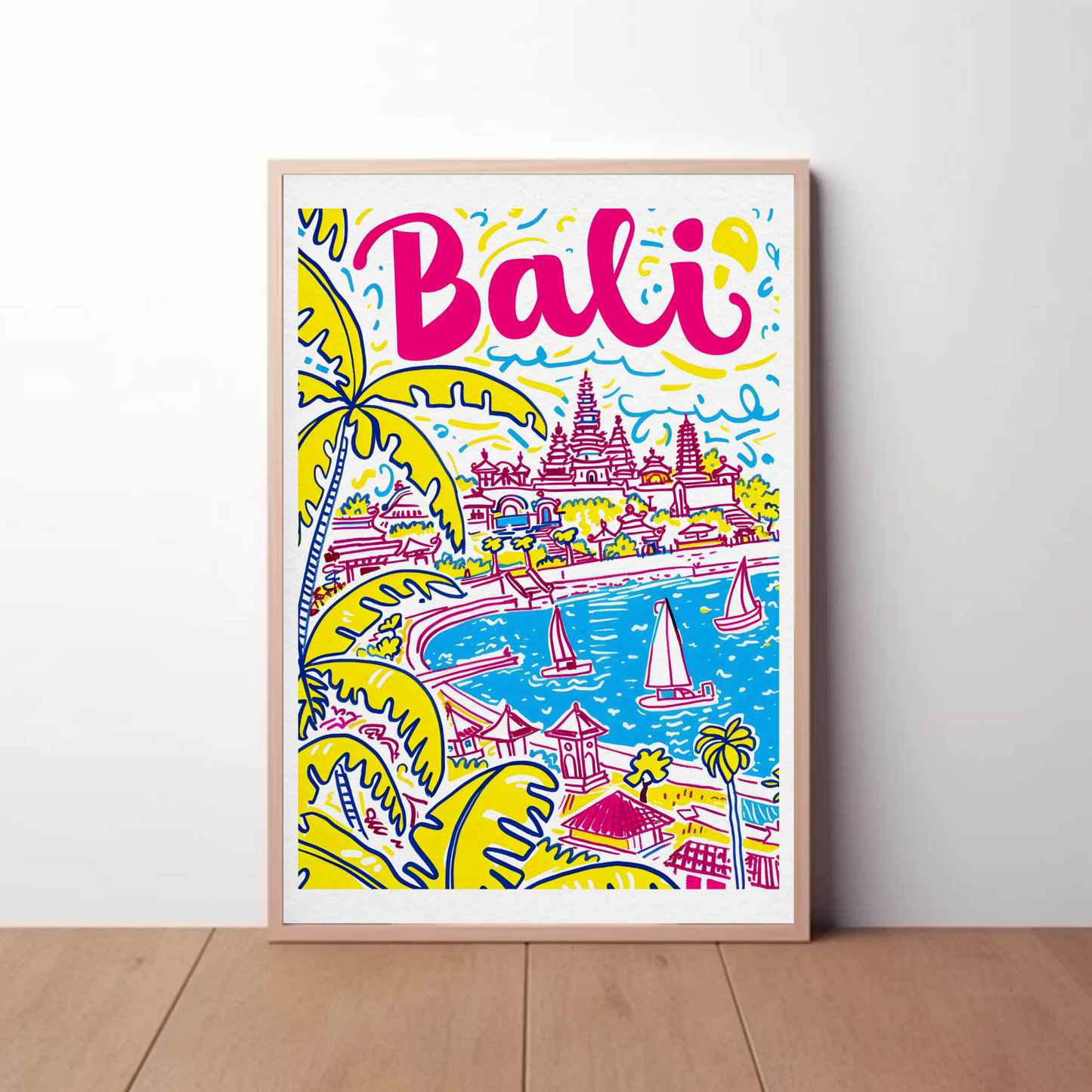 Bali Indonesia Tropical Paradise Ocean Temple Travel Poster