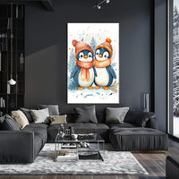 Charming Winter Penguins in Whimsical Animal Poster