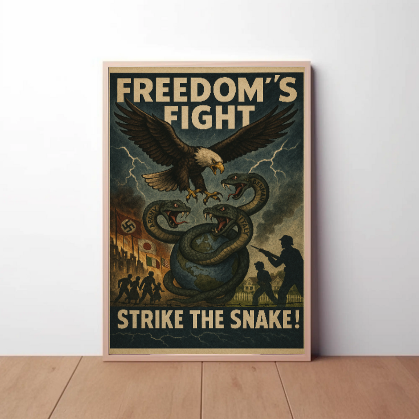 Freedom's Fight WWII Propaganda Poster