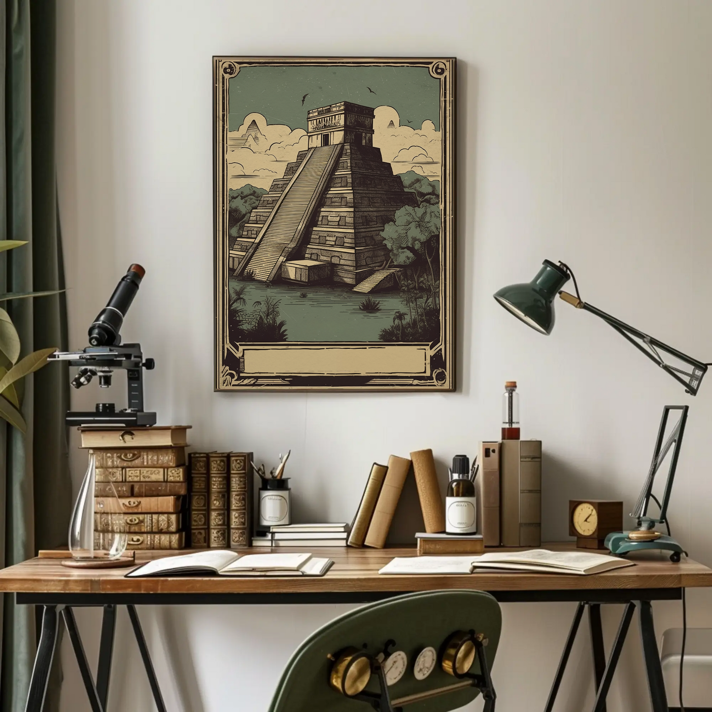 Mexico Mayan Temple Jungle Heritage Vintage Travel Poster