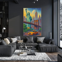 New York City Pointillist Landmarks Poster Modern Wall Art