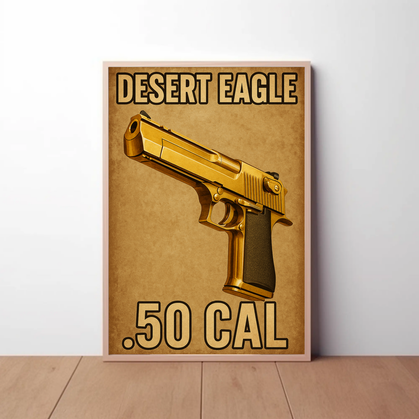 Desert Eagle Golden 50 Cal Metallic Firearm Pistol Gun Poster