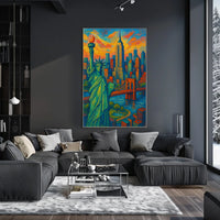 New York City Skyline Poster Impressionistic Wall Art