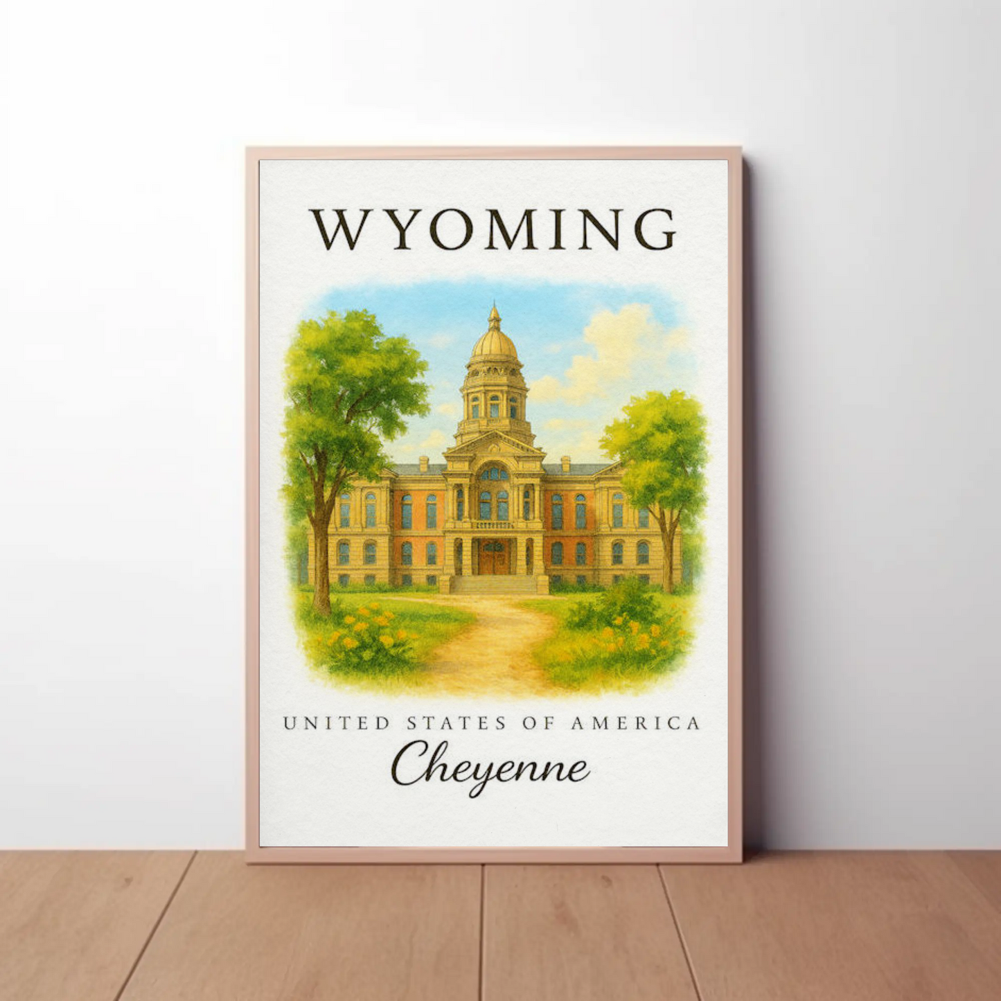 Cheyenne Wyoming Historic State Capitol Landmark Travel Poster Travel Poster