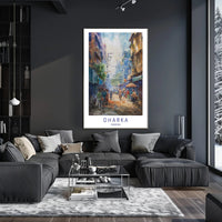 Vibrant Pakistani Urban Street Scene Watercolor Cityscape Poster PosterGoat