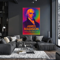 James Madison 4th President of the United States Neon Gradient Overlay Poster