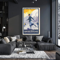 Vintage Chamonix Travel Poster - Elegant Alpine Winter Sports Adventure PosterGoat
