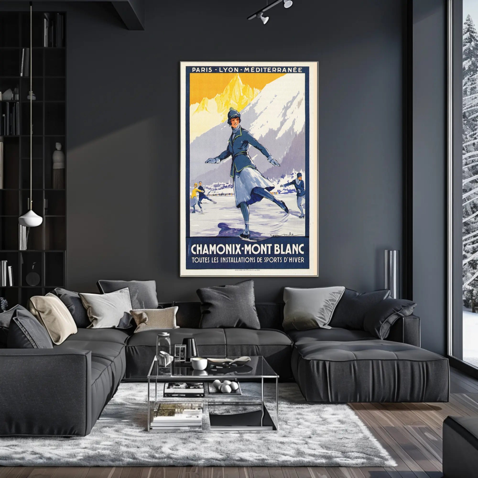 Vintage Chamonix Travel Poster - Elegant Alpine Winter Sports Adventure PosterGoat