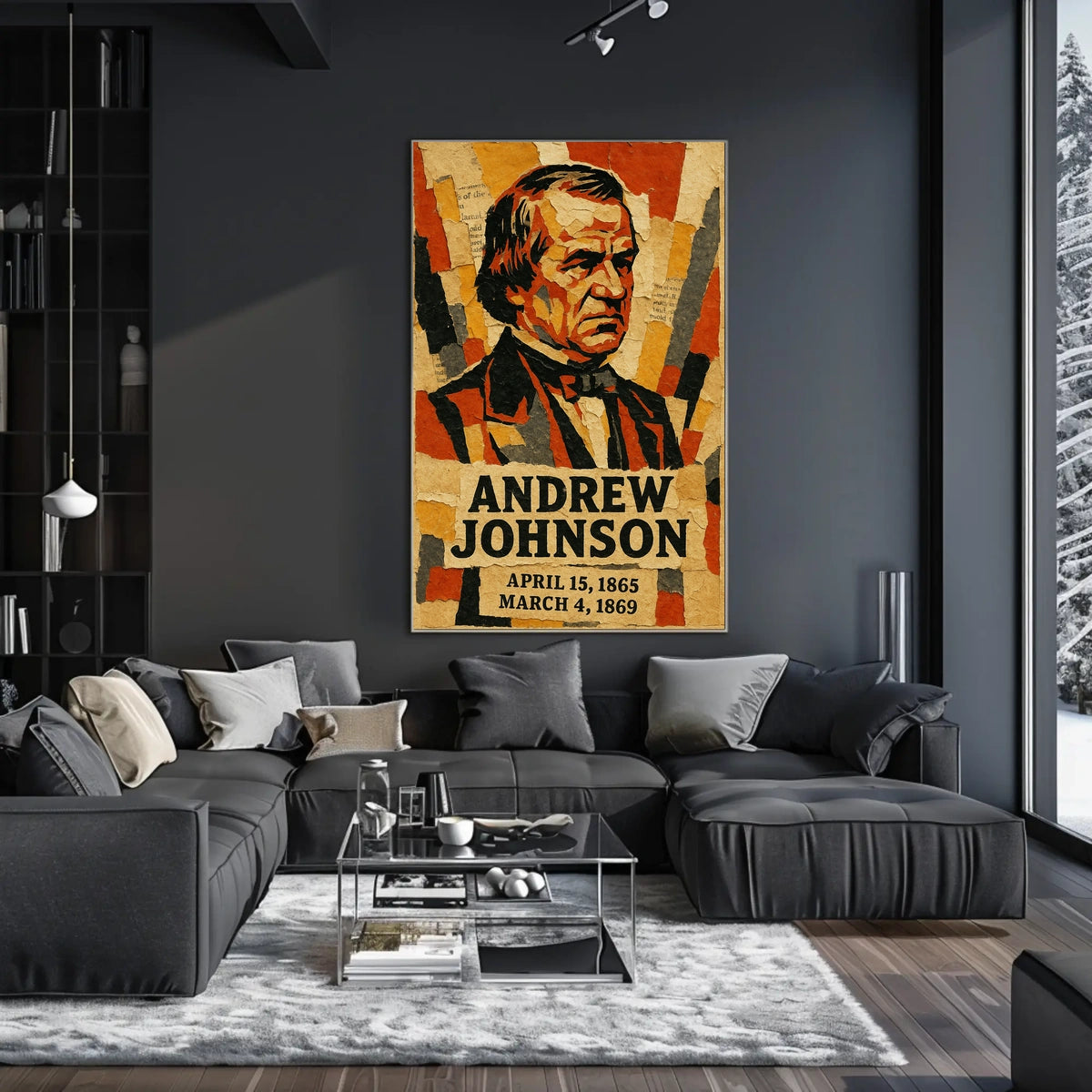 Andrew Johnson 17th President of the United States Layered paper Collage Poster