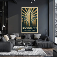 Empire State Building Poster Vintage Travel Wall Art