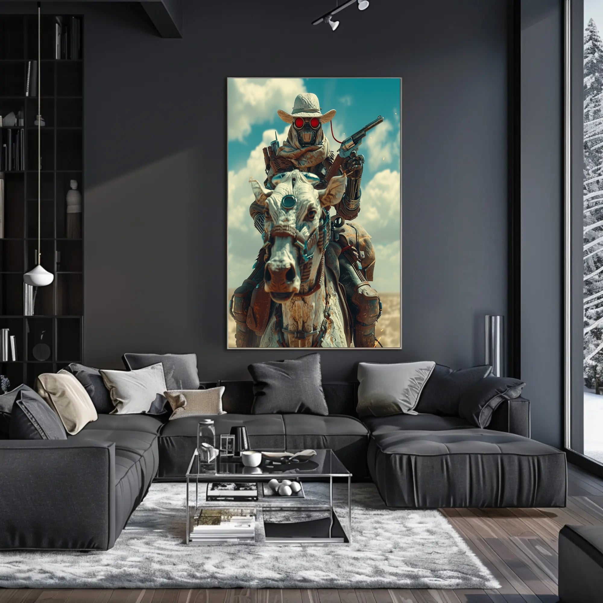 Cyberpunk Cowboy: Futuristic Western Art Print PosterGoat
