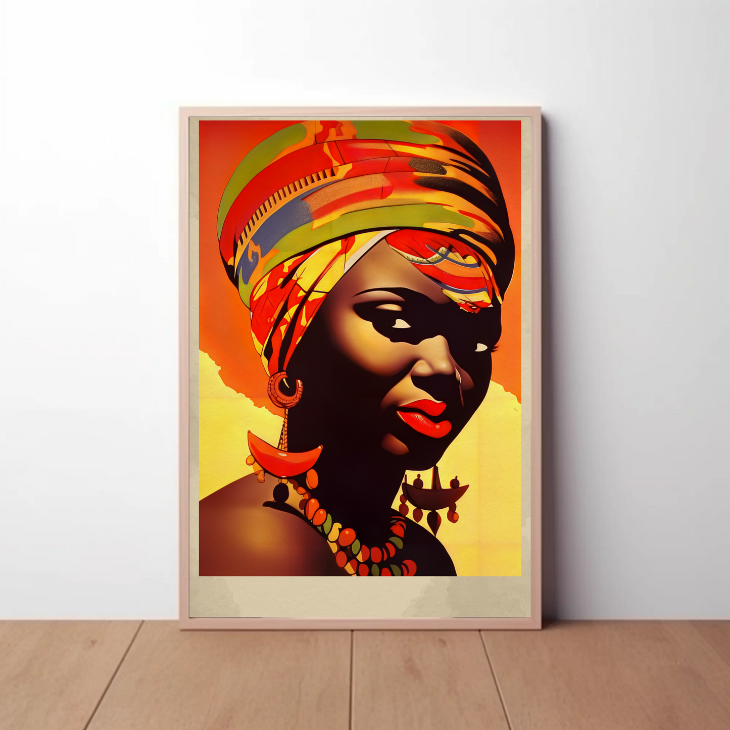 Bold African Woman Closeup Tribal Style Travel Poster