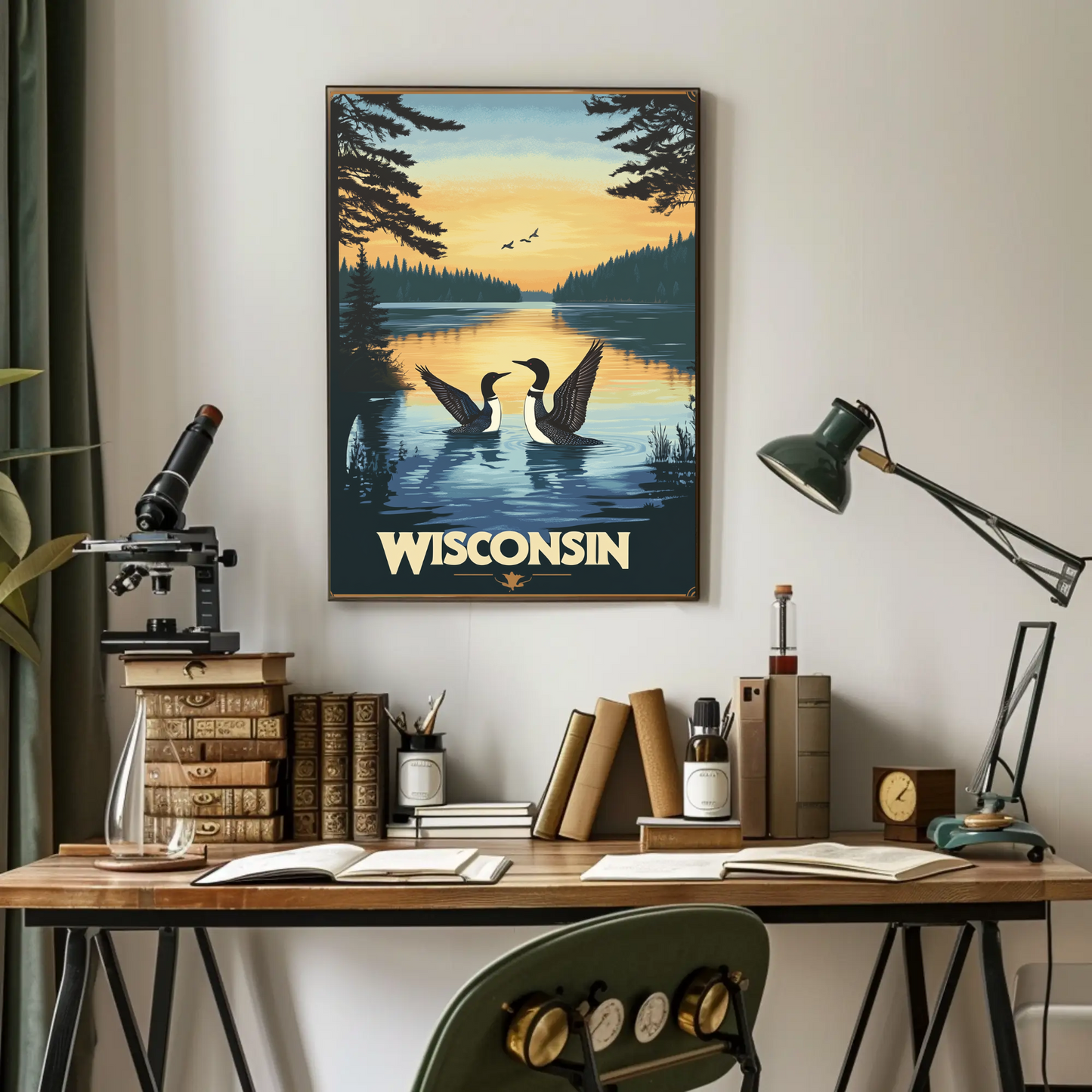 Wisconsin Lake Vintage Poster
