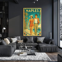 Naples Retro Beach Stroll Poster