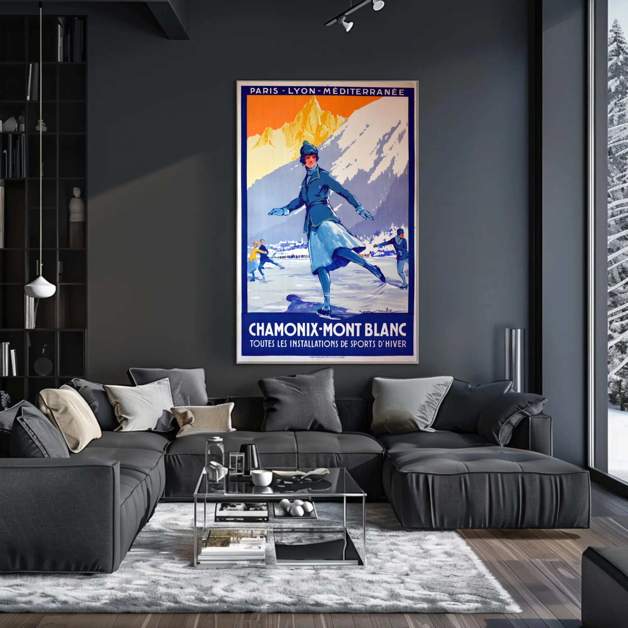 Chamonix-Mont Blanc Vintage Winter Sports Travel Poster PosterGoat