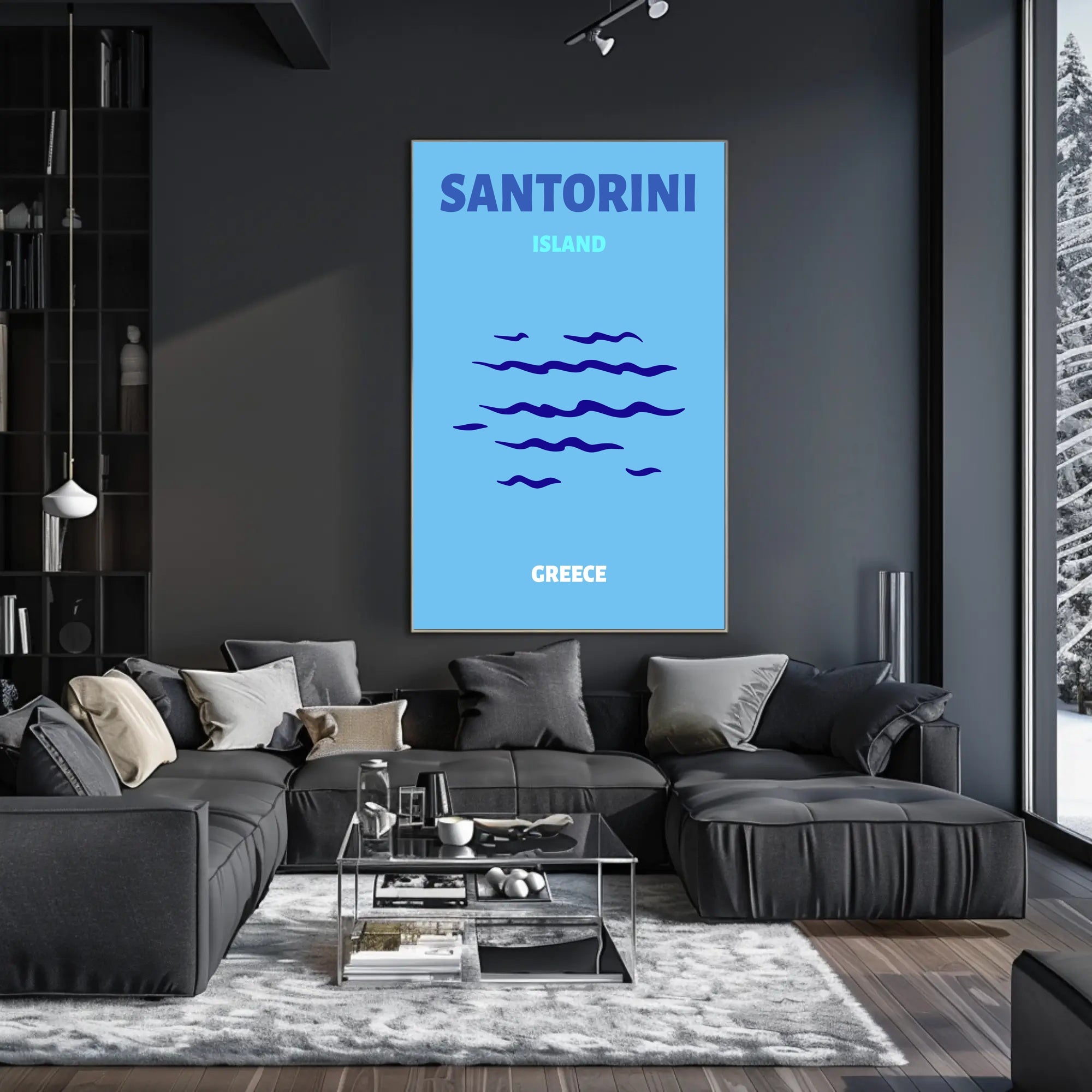 Santorini Greece Minimalist Landscape Travel Poster PosterGoat