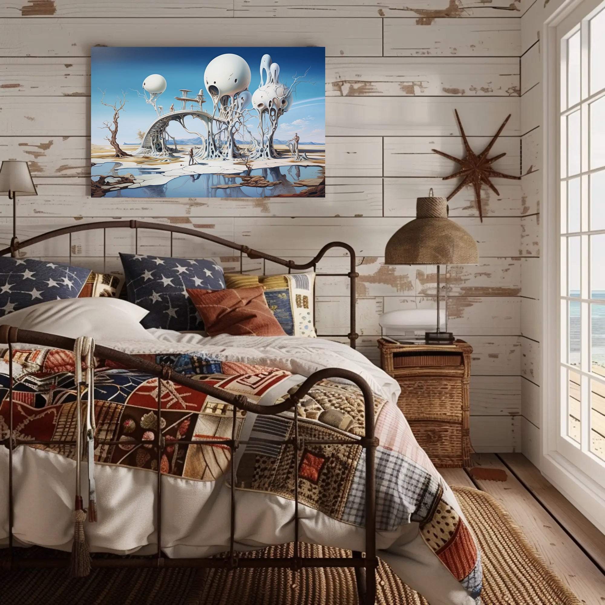 Surreal Structures on Stilts in Sci-Fi Poster