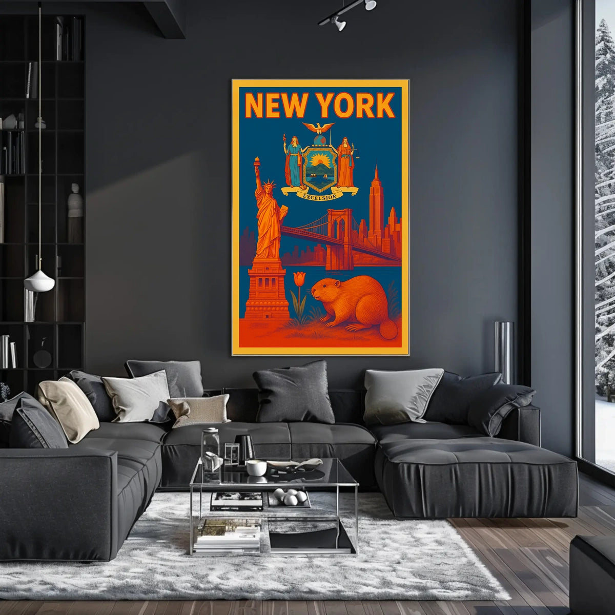 New York City Historic Skyline Poster Vintage Wall Art