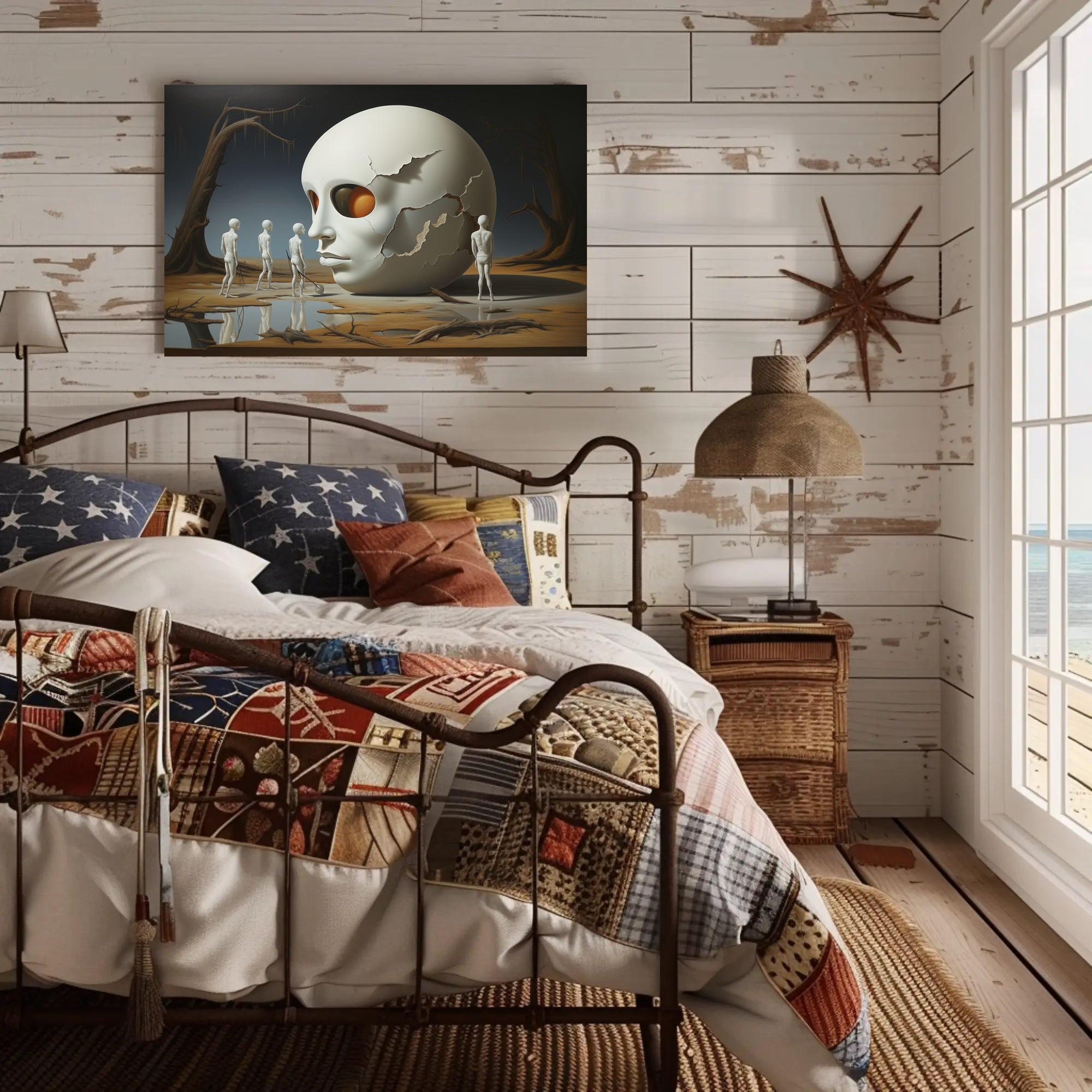 Surreal Skull Scene in Abstract Artistic Poster