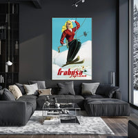 Vintage Alpine Ski Lift Adventure Travel Poster PosterGoat