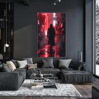 Cyberpunk Cityscape Neon Lights Art Poster PosterGoat