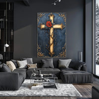 Ornate Cross With Rose Poster
