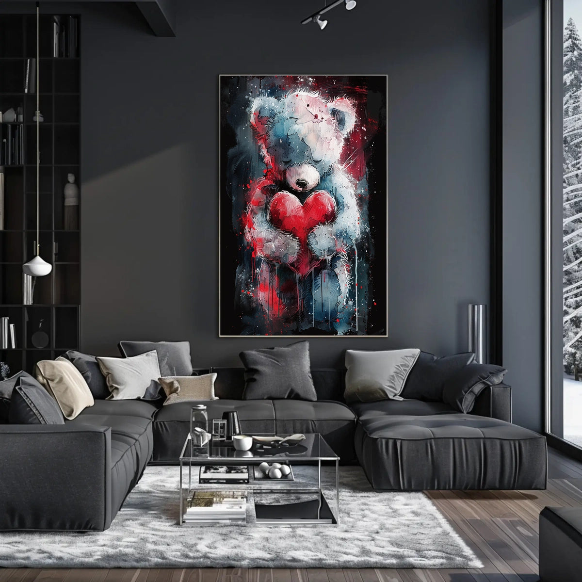 Heartfelt Teddy Bear Watercolor Embrace Cozy Love Heart Sentimental Decor Gift Timeless Poster