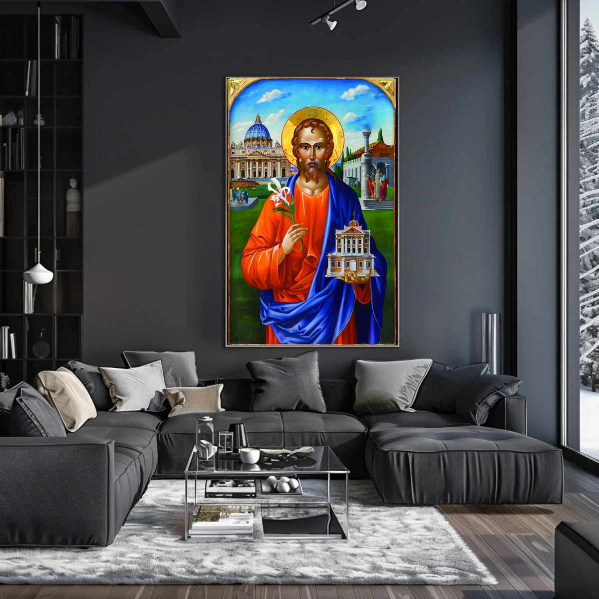 Saint with Lily and Church Iconography Poster