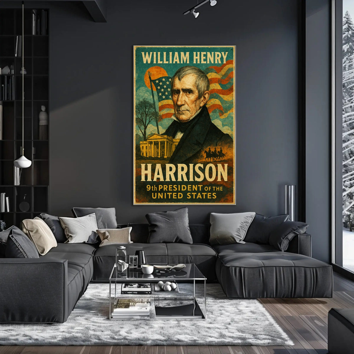 William Henry Harrison 9th President of the United States Layered Digital Collage Poster