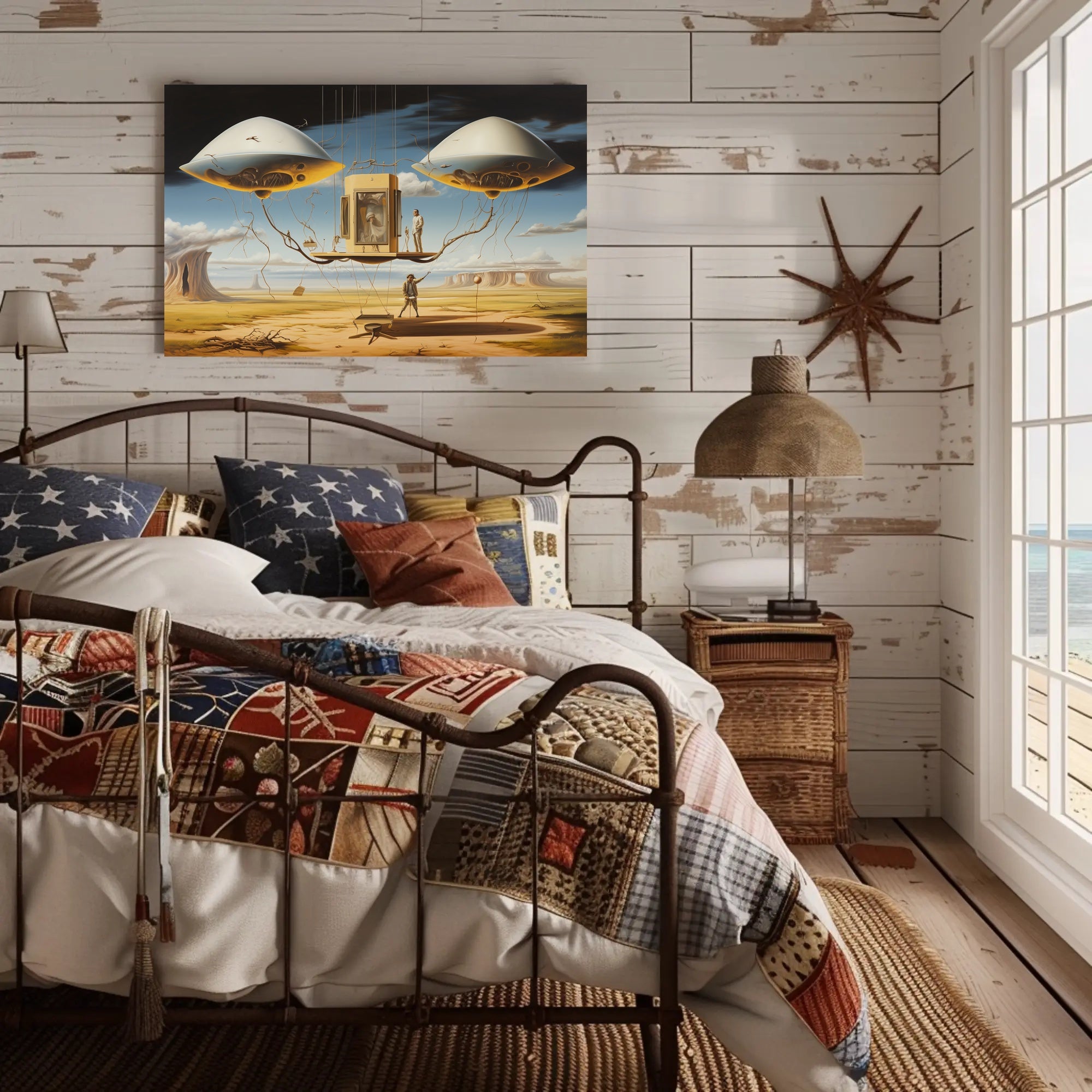 Surreal Futuristic Structure in Desert Landscape Futuristic Sci-Fi Poster