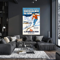Vintage Snoqualmie Ski Bowl Adventure Travel Poster PosterGoat